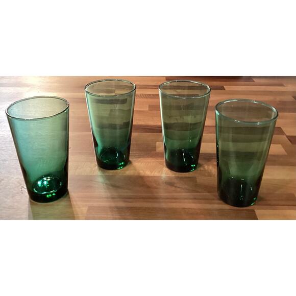 Vintage Set of 4 Libbey Emerald Green Tall Tumbler Iced Tea Glasses 5.75” - Picture 5 of 10